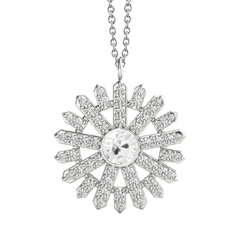 Runder Echt Diamant Anhänger Sunburst Style alter Bergmann Lünette Set 3,50 Karat - harrychadent.ch