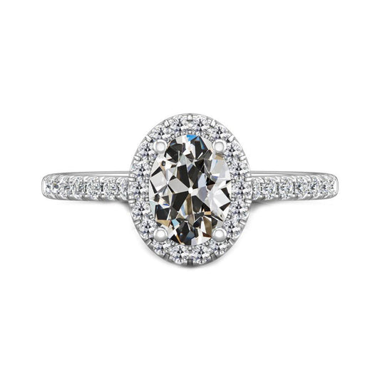Runder Echt Diamant Halo Oval Old Cut Jubiläumsring 5 Karat 14K Gold - harrychadent.ch