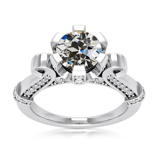 Runder Echt Diamant Old Mine Cut Fancy Ring 14K Weißgold 5,75 Karat - harrychadent.ch