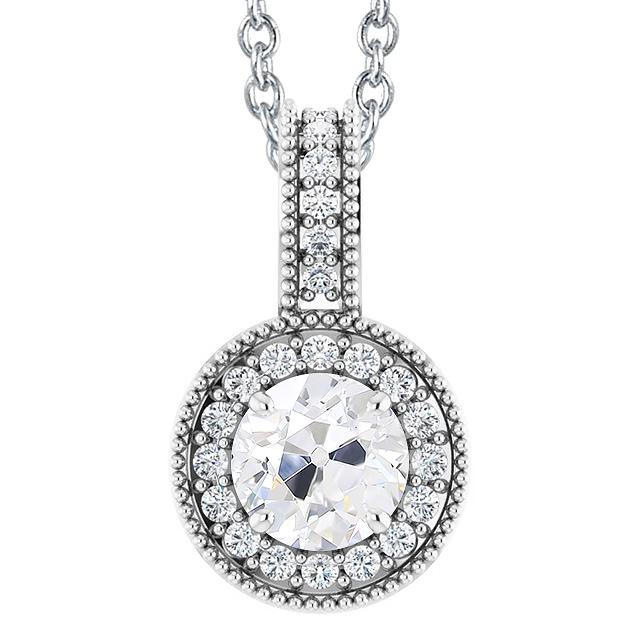 Runder Halo Naturlich Diamant-Anhänger Im Alten Minenschliff 4 Karat Weißgold 14K - harrychadent.ch