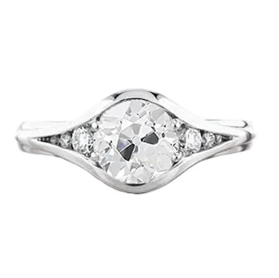Runder Old Miner Echt Diamond Ring 1,25 Karat Großes Kotelett