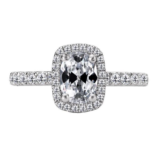 Runder & Ovaler Alter Bergmann Echt Diamant Halo Ring 7 Karat Weißgold