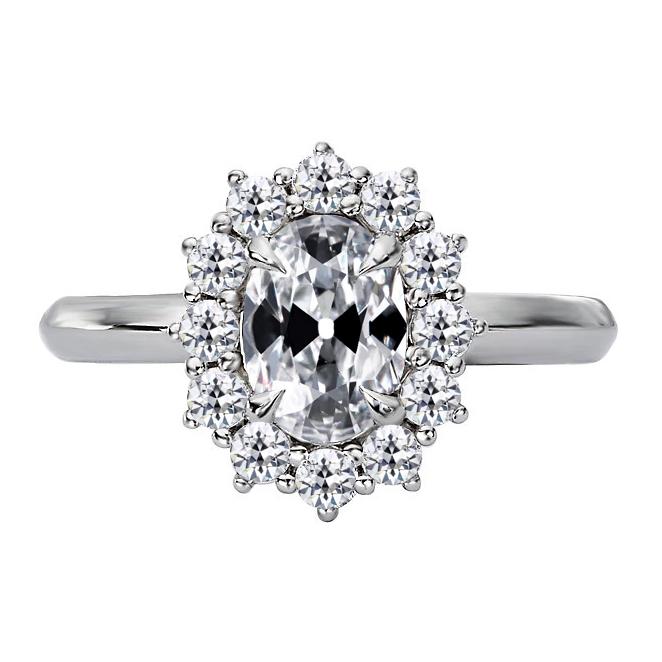 Runder & Ovaler Alter Bergmann Echt Diamant Halo Ring Blumenstil 6.50 Karat - harrychadent.ch