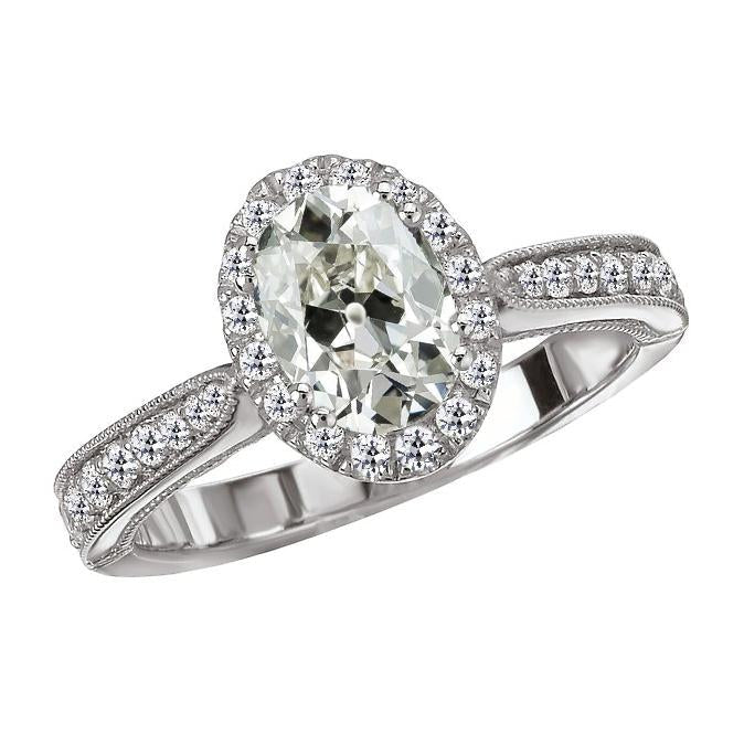Runder & Ovaler Alter Bergmann Echt Diamant Halo Ring Milgrain 6.50 Karat - harrychadent.ch