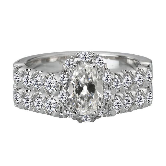 Runder & Ovaler Alter Minenschliff Echt Diamantring Zweireihig Akzente 8 Karat - harrychadent.ch