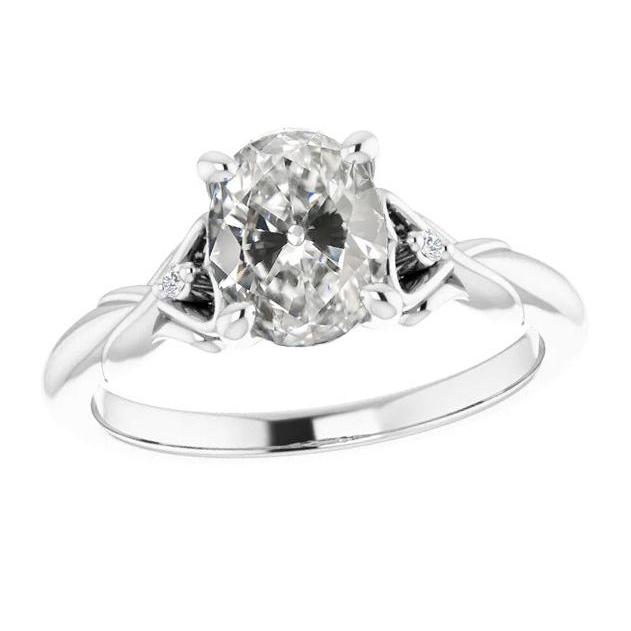 Runder & Ovaler Altschliff Natürlich Diamantring Mit 3 Steinen 14K Gold 3,50 Karat - harrychadent.ch