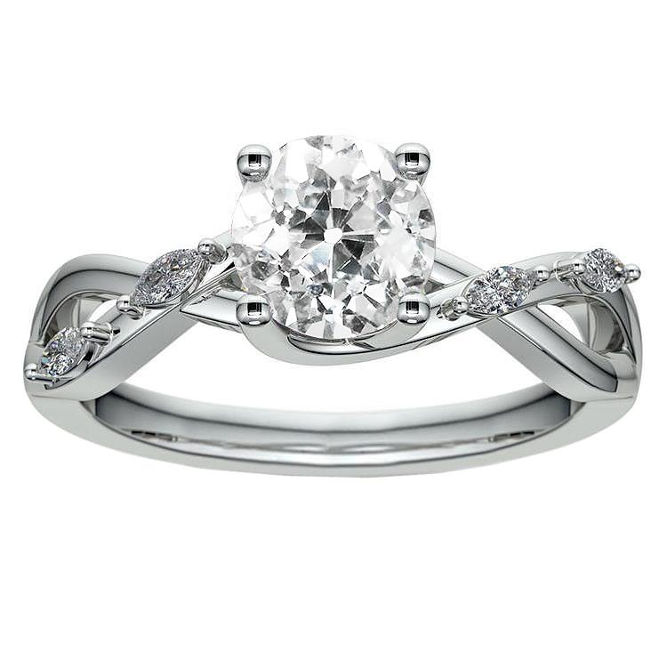 Runder Ring Twisted Style Marquise Alter Bergmann Echt Diamanten 3 Karat