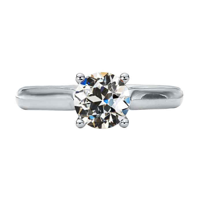Runder Solitärring Old Mine Cut Echt Diamant Krappen Set 2 Karat