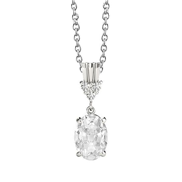 Runder alter Bergmann 2,50 Karat Echt Diamant Anhänger Krappen Set Weißgold 14K - harrychadent.ch
