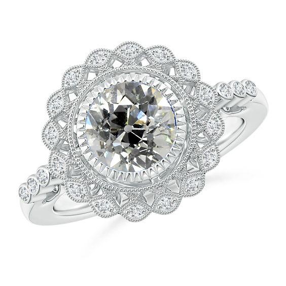Runder alter Bergmann Echt Diamantring Lünette 2,65 Karat Halo Flower Style - harrychadent.ch