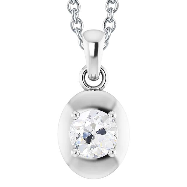 Solitär-Naturliche Diamant-Anhänger Old Mine Cut Weißgold 14K 1,50 Karat