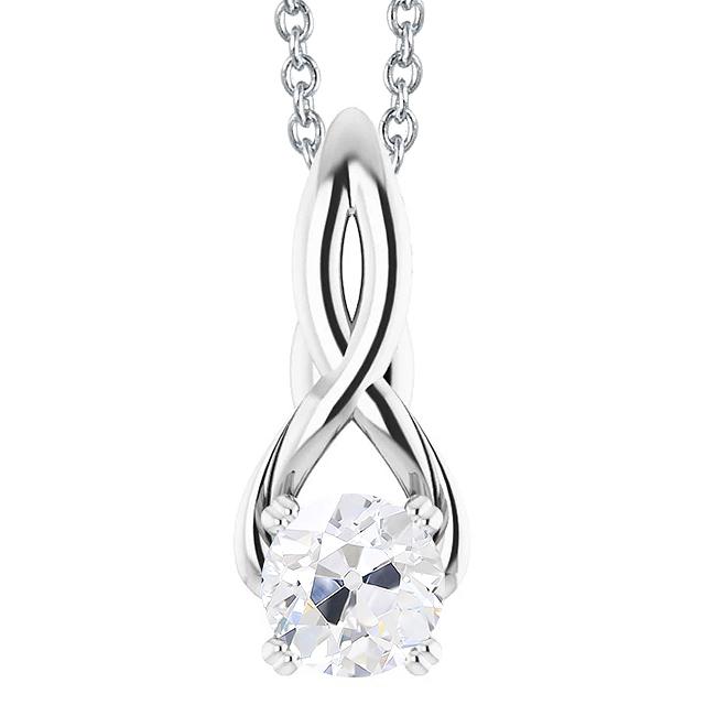 Solitär Echt Diamant Anhänger Rund Alter Bergmann Twisted Style 1,50 Karat