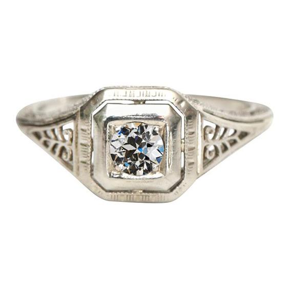 Solitär Runder Alter Bergmann Echt Diamantring 1 Karat Vintage-Stil
