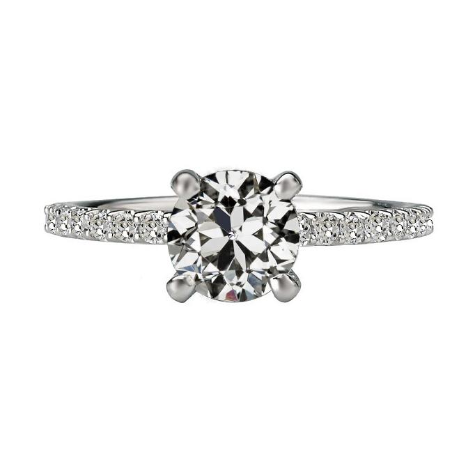 Solitärring Mit Akzenten Runder Alter Bergmanns Natürliche Diamant 4,50 Karat