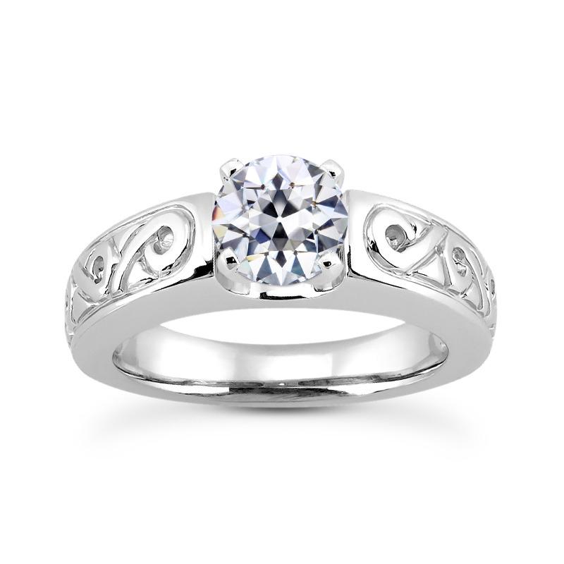 Solitärring Runder Altschliff Naturliche Diamant im Antikstil 1,50 Karat