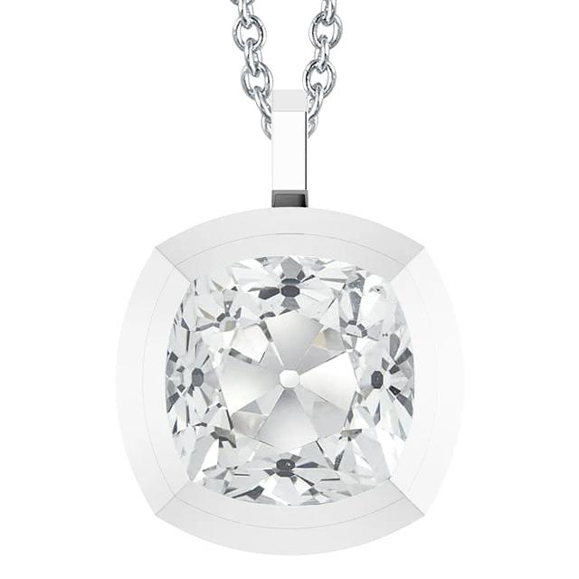 Solitaire Echt Diamant Anhänger Kissen Alter Bergmann 5 Karat Weißgold 14K
