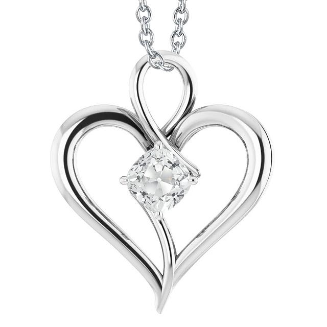 Solitaire Echt Diamant Heart Shaped Anhänger Kissen Alter Bergmann 2 Karat - harrychadent.ch