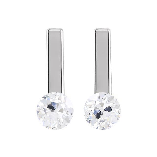 Solitaire Ohrringe Rund Alter Bergmann Echt Diamanten 3 Karat Weißgold - harrychadent.ch