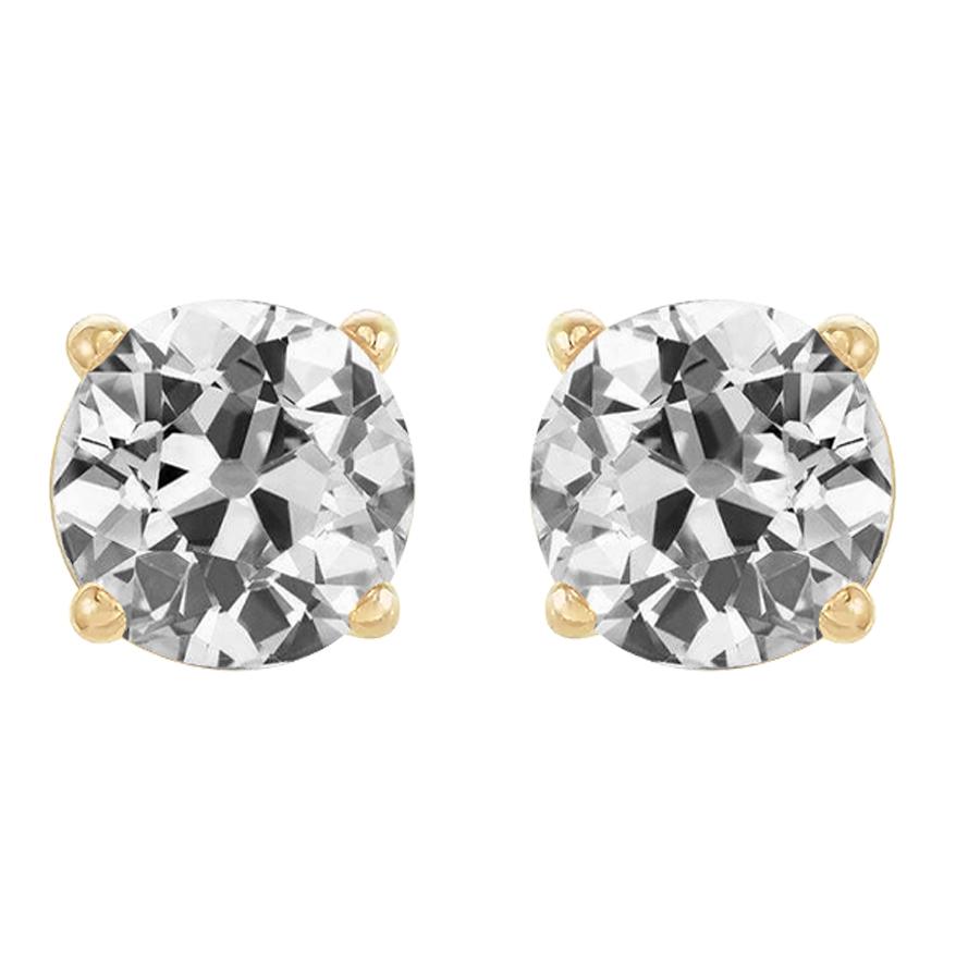 Solitaire Ohrstecker 8 Karat Rund Alter Bergmann Echt Diamanten Gelbgold - harrychadent.ch