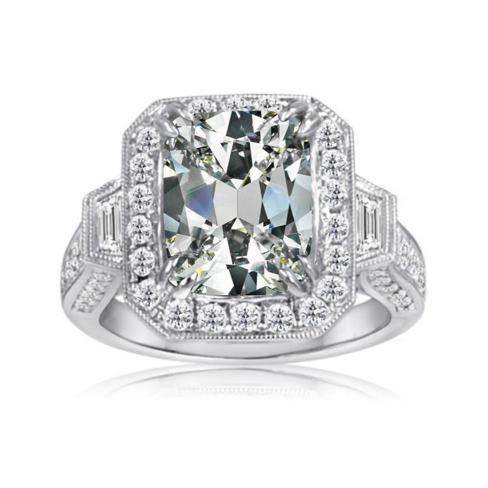 Trapezoid & Oval Alter Bergmann Echt Diamant Halo Ring 14K Gold 8 Karat