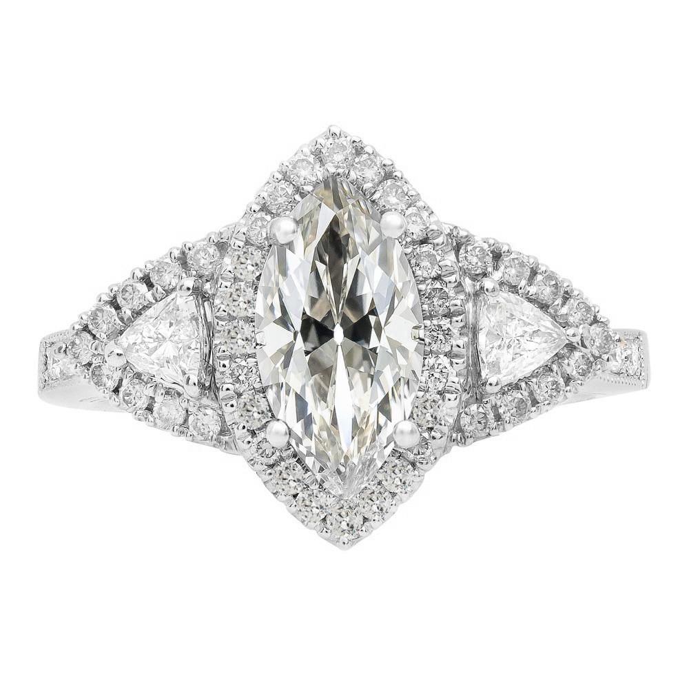 Trillion & Marquise Alter Bergmann Naturlich Diamant Halo Ring 9,50 Karat Gold - harrychadent.ch