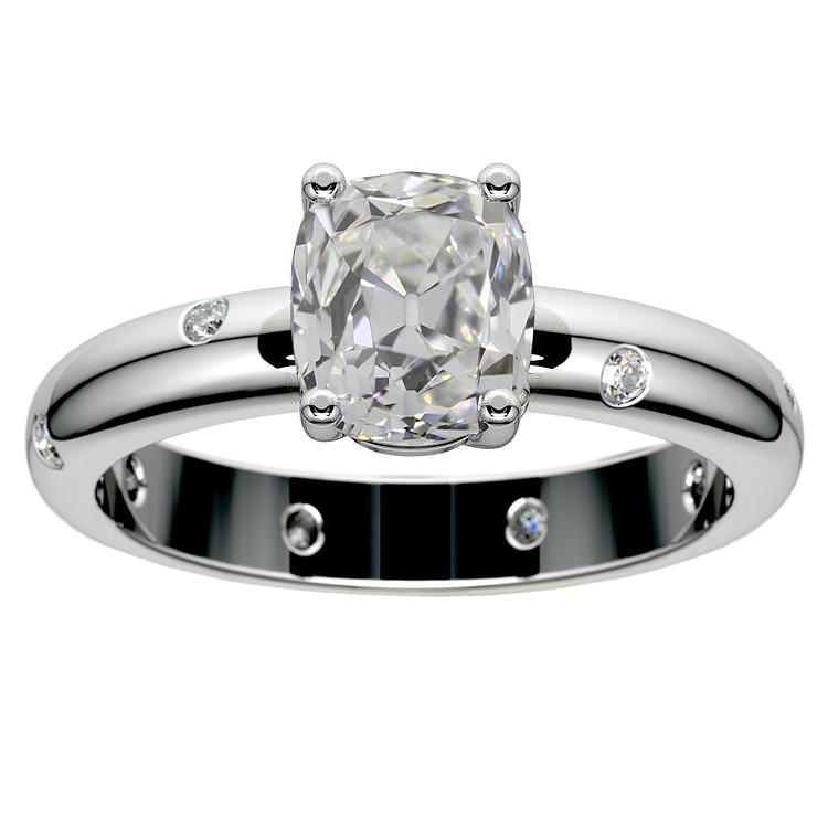 Verlobungsring Old Cut Kissen Echt Diamant 4,75 Karat Bündige Fassung