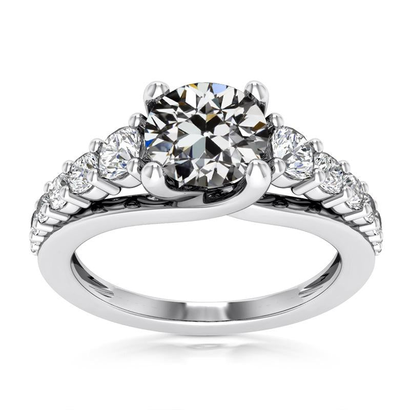 Verlobungsring Runder Alter Europäischer Naturliche Diamant 14K Gold 8 Karat