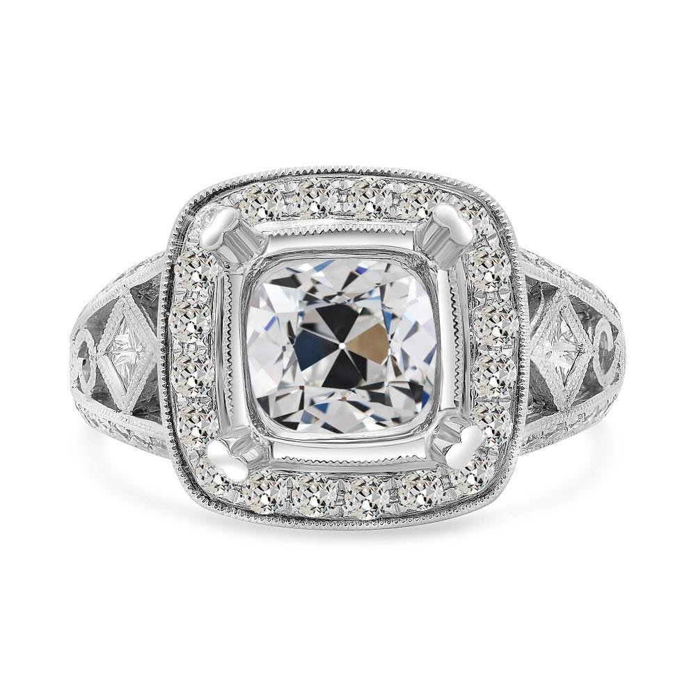 Vintage-Stil Echt Diamant Kissen Old Cut Halo Ring Lünette Set 5,50 Karat - harrychadent.ch