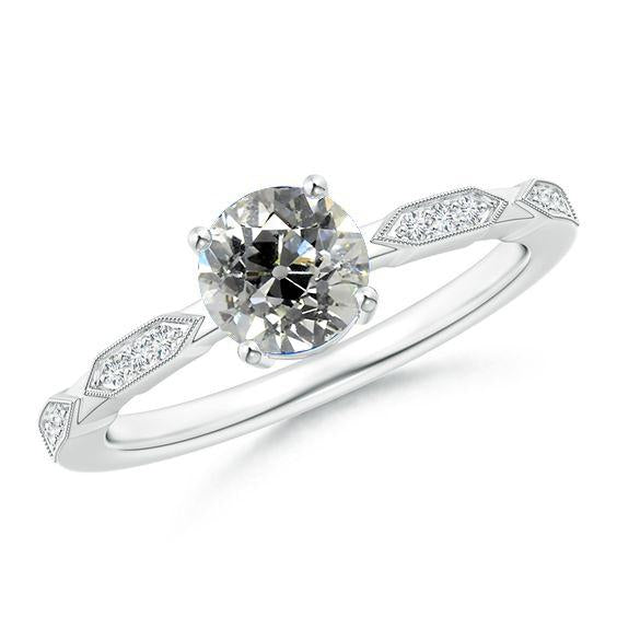 Vintage-Stil Echt Diamantring Runder Altschliff 2 Karat Weißgold - harrychadent.ch