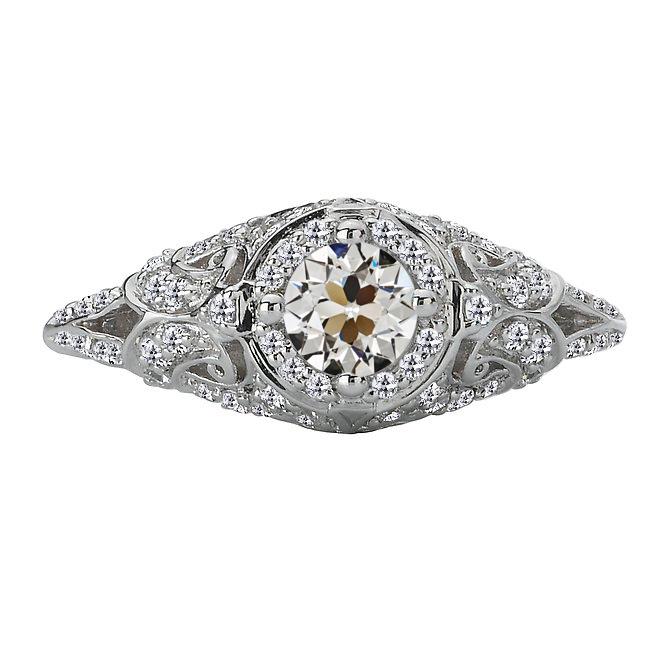 Vintage-Stil Runder Alter Minenschliff Echt Diamant Halo Ehering 3,50 Karat - harrychadent.ch