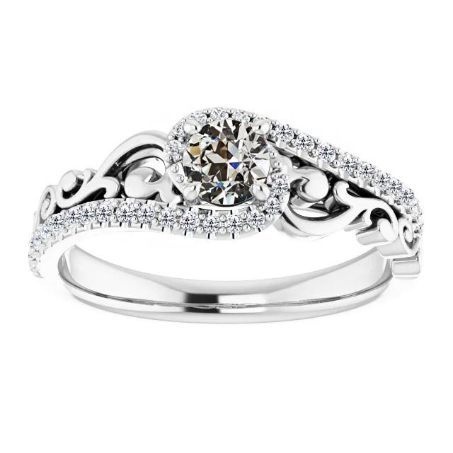 Vintage-Stil Runder Alter Minenschliff Echt Diamantring 14K Gold 3 Karat