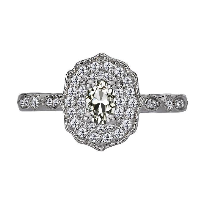 Vintage Stil Halo Ring Ovaler Altschliff Echt Diamant 4,50 Karat Milgrain