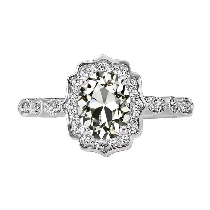 Vintage Stil Halo Ring Rund & Oval Altschliff Echt Diamant 5,50 Karat