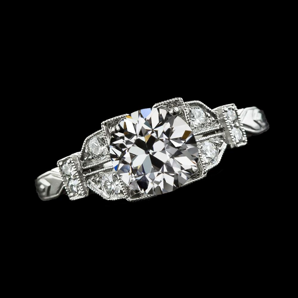 Vintage Stil Runder Alter Minenschliff Natürliche Diamantring 3 Karat Schmuck
