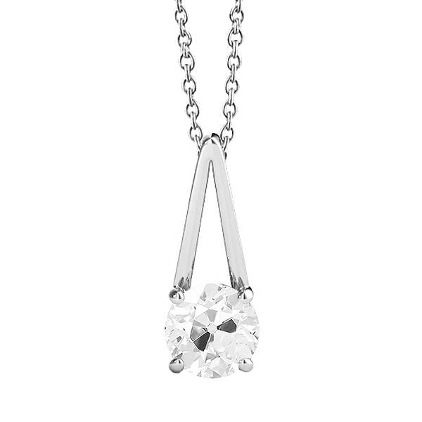 Weißgold 14K Echt Diamant Anhänger V-Form Rund alter Bergmann 1,50 Karat- harrychadent.ch