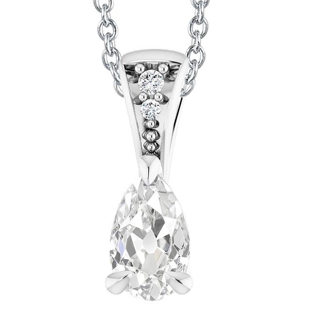 Weißgold 14K Echt Diamantanhänger Rund & Birne Old Cut 3,50 Karat - harrychadent.ch