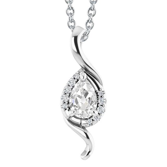 Weißgold 14K Natürlich Diamantanhänger Birnenschliff alter Bergmann 2,50 Karat - harrychadent.ch