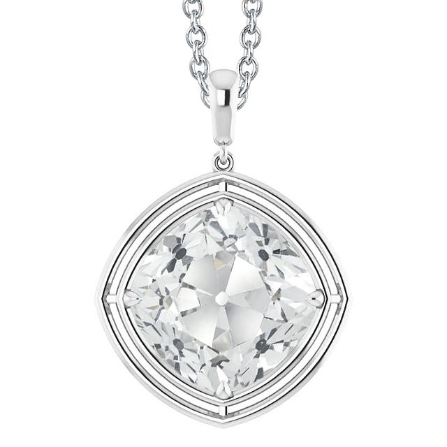 Weißgold 14K Solitaire Natürliche Diamant Anhänger Kissen Old Cut 5 Karat