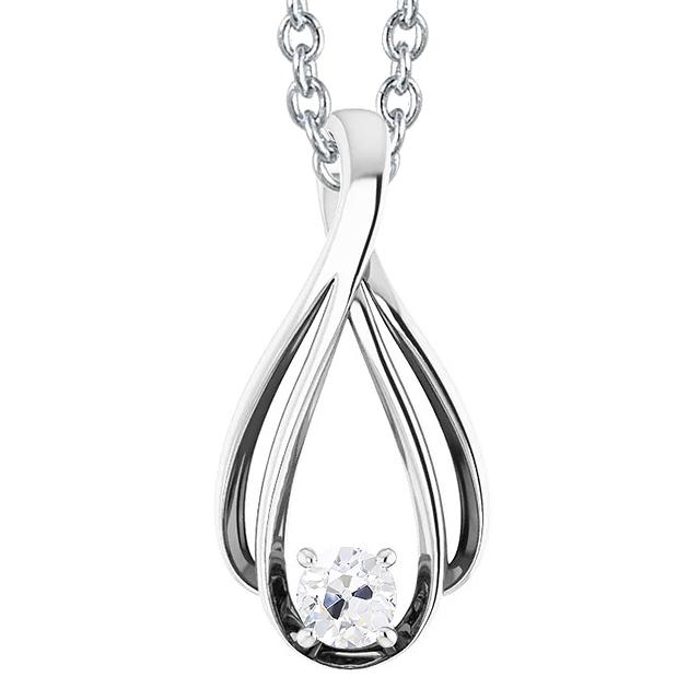 Weißgold 14 Karat runde Altschliff Echt Diamant-Anhänger-Halskette 1 Karat - harrychadent.ch
