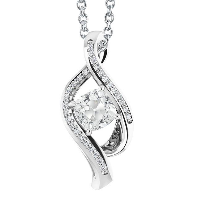 Weißgold Echt Diamant Anhänger rund & Kissenschliff Alter Bergmann 3,50 Karat - harrychadent.ch