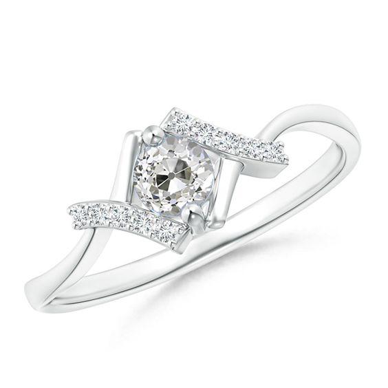 Weißgold Echt Diamantring Old Cut 1,50 Karat Twisted Shank Schmuck