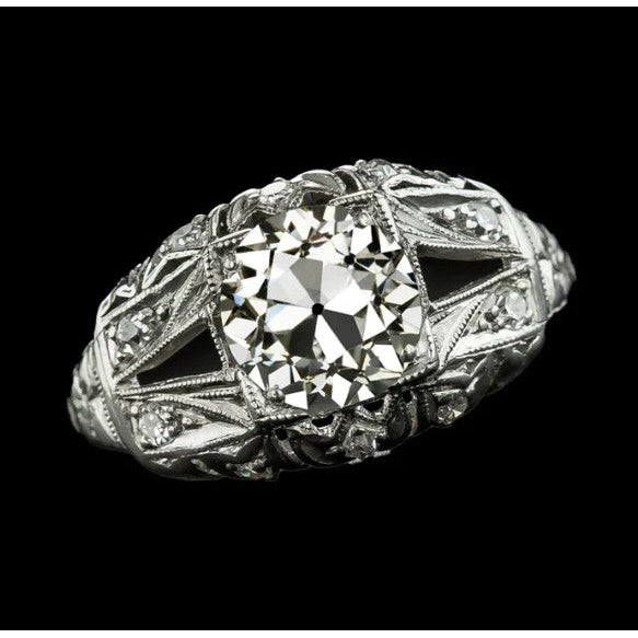 Wie Edwardian Jewelry Vintage-Stil Altschliff-Echt Diamant-Ring Split Shank