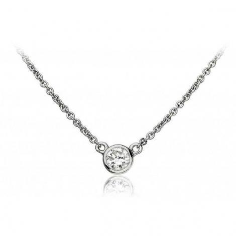 0,75 karat runde lünette mit diamant-halsketten-anhänger 14k weißgold