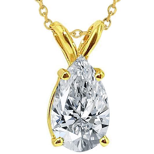 1,5 karat birnen-diamant-solitär-anhänger-halskette gelbgold