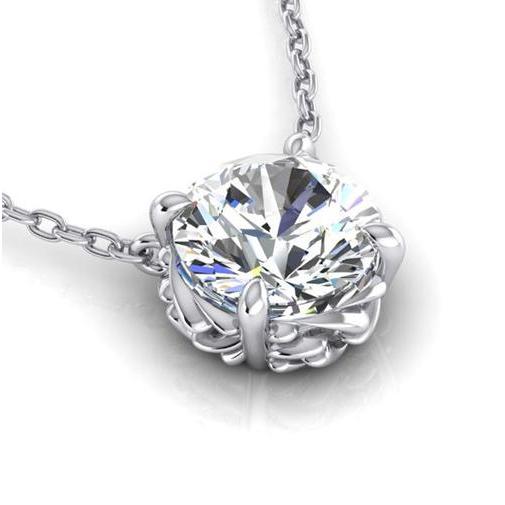 3 Karat großer runder Diamant-Halsketten-Anhänger aus massivem Weißgold 14K - harrychadent.ch