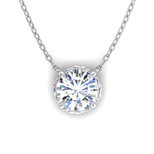 3 Karat großer runder Diamant-Halsketten-Anhänger aus massivem Weißgold 14K - harrychadent.ch