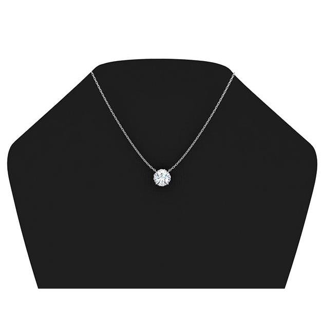 3 Karat großer runder Diamant-Halsketten-Anhänger aus massivem Weißgold 14K - harrychadent.ch