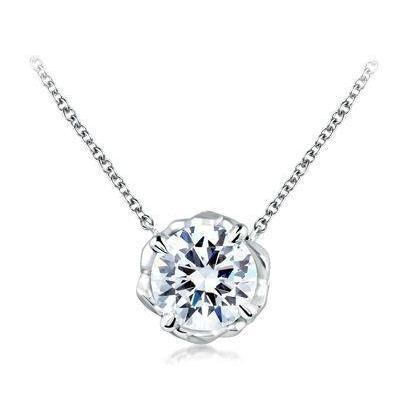 3 Karat großer runder Diamant-Halsketten-Anhänger aus massivem Weißgold 14K - harrychadent.ch