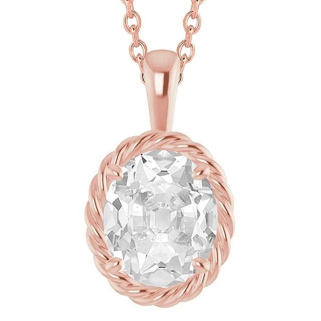 5 Karat Solitaire Diamant Slide Anhänger Oval alter Bergmann mit Kette - harrychadent.ch