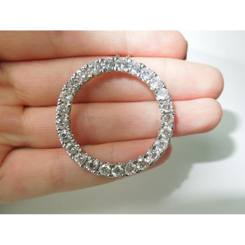 8.75 Karat Damen Circle Of Life Diamant Anhänger Weißgold Schmuck